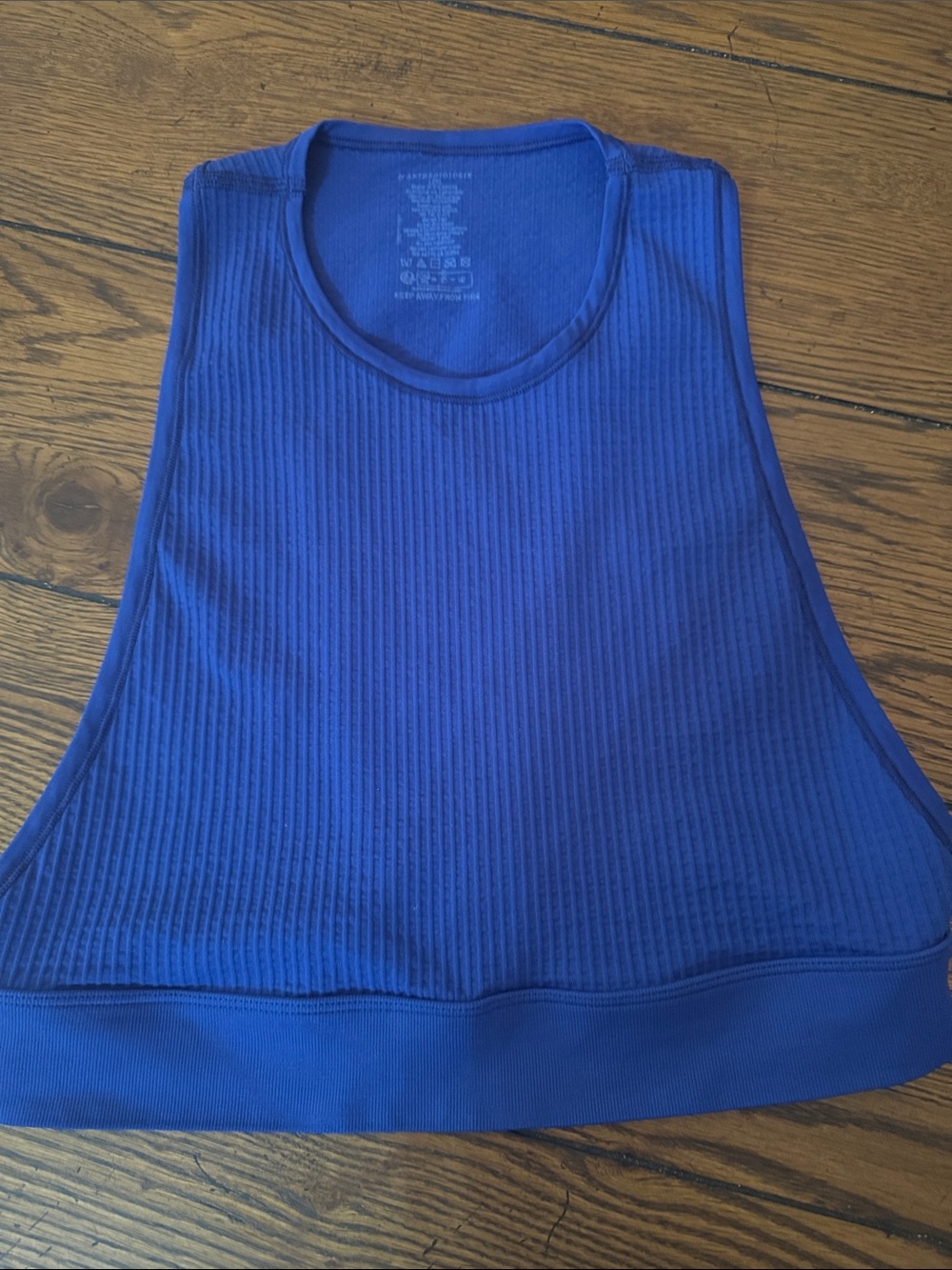 Anthropologie Ribbed high neck, racerback Bralette. L/XL- Blue, new no tags